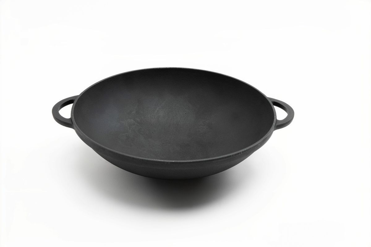 Кастрюля чугунная WOK 4,5 л со стеклянной крышкой ТМ СИТОН 3090W-L фото