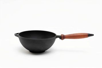 Сковорода чугунная WOK 260х120 мм с деревянной ручкой ТМ СИТОН 2612W-H фото