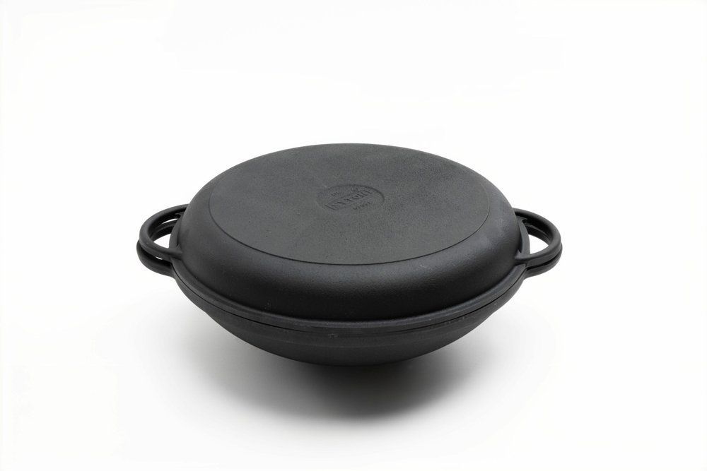 Каструля чавунна WOK 4,5 л з чавунною кришкою-сковородою ТМ СІТОН 3090W-KS фото