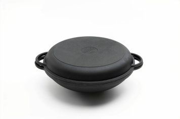 Кастрюля чугунная WOK 4,5 л с чугунной крышкой-сковородой ТМ СИТОН 3090W-KS фото