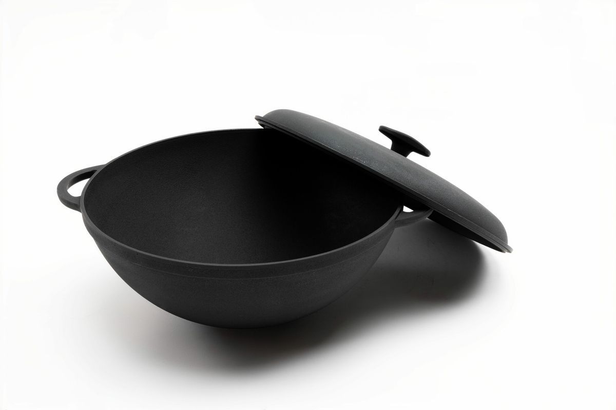 Каструля чавунна WOK 3,5 л з чавунною кришкою ТМ СІТОН 2612W-K фото