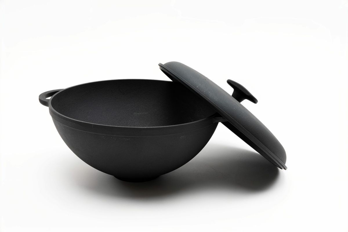Каструля чавунна WOK 3,5 л з чавунною кришкою ТМ СІТОН 2612W-K фото