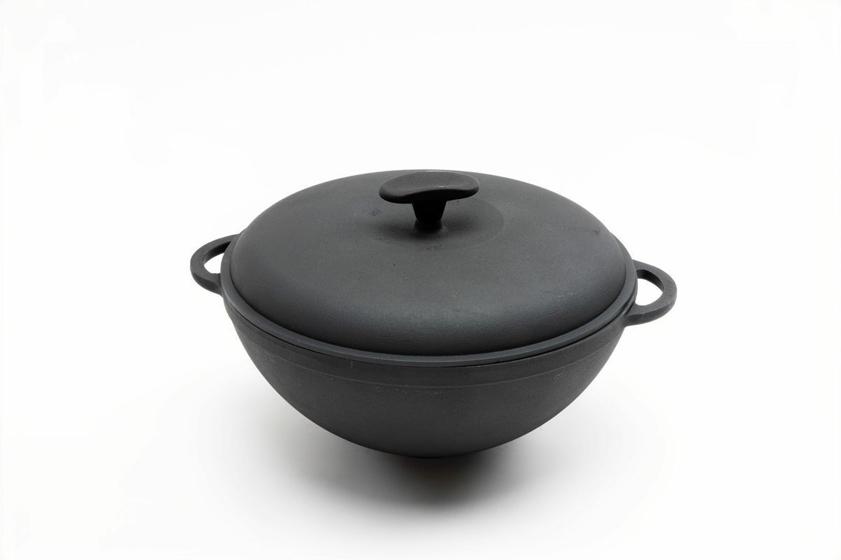 Каструля чавунна WOK 3,5 л з чавунною кришкою ТМ СІТОН 2612W-K фото