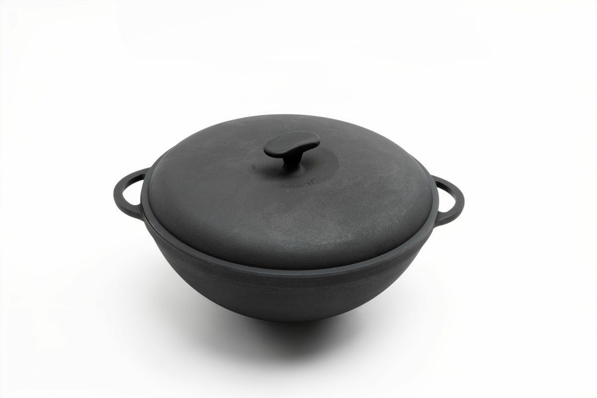 Кастрюля чугунная WOK 5,5 л с чугунной крышкой ТМ СИТОН 3013W-K фото