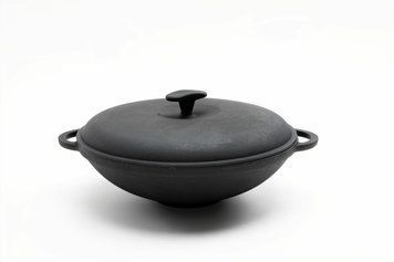 Кастрюля чугунная WOK 4,5 л с чугунной крышкой ТМ СИТОН 3090W-K фото